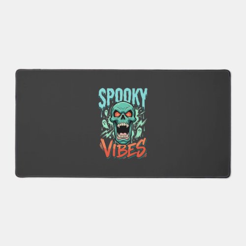 Spooky Vibes Halloween Ghost Skull Design_1 Desk Mat