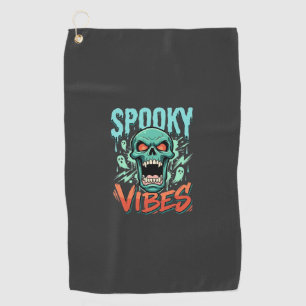 Spooky Vibes Halloween Ghost Skull Design_1 Golf Towel