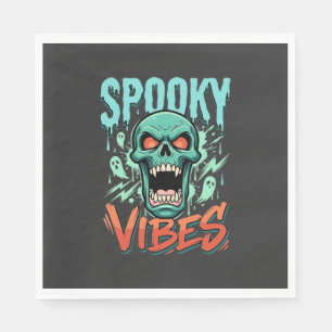 Spooky Vibes Halloween Ghost Skull Design_1 Napkins