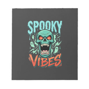 Spooky Vibes Halloween Ghost Skull Design_1 Notepad