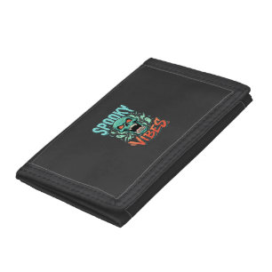 Spooky Vibes Halloween Ghost Skull Design_1 Trifold Wallet
