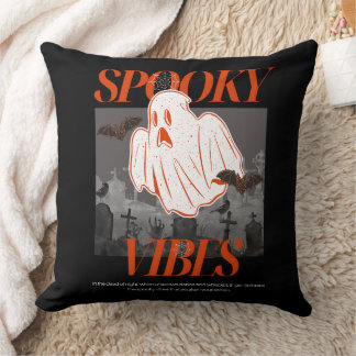 Spooky Vibes Halloween Ghost Throw Pillow