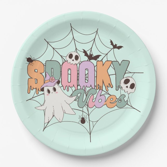 Spooky Vibes Halloween Paper Plates (Front)