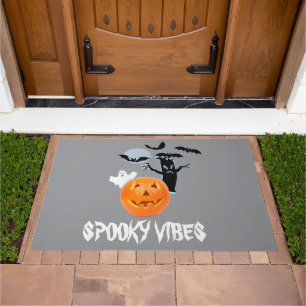 Spooky Vibes Halloween Pumpkin Scene Doormat