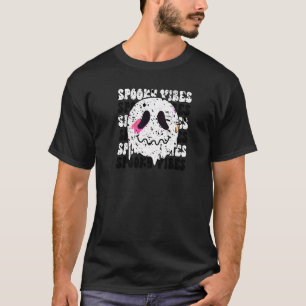 Spooky Vibes Happy Face Groovy Halloween T-Shirt