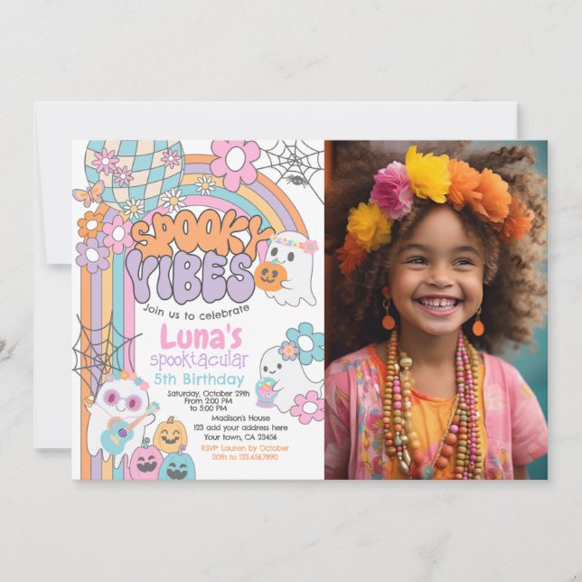 Spooky Vibes Hippie Halloween ANY AGE Invitation (Front)