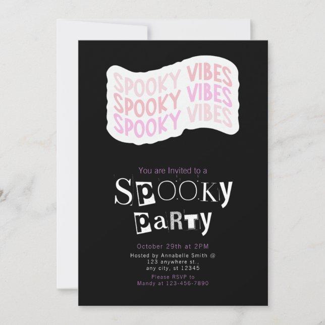 Spooky Vibes Modern Minimalist Halloween Invitation (Front)