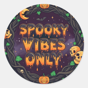 Spooky Vibes Only Halloween Classic Round Sticker