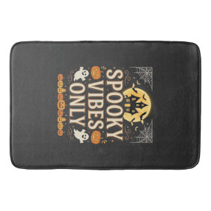 Spooky Vibes Only Halloween Ghost Castle Design_1 Bath Mat