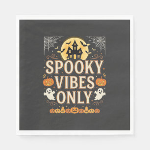 Spooky Vibes Only Halloween Ghost Castle Design_1 Napkins