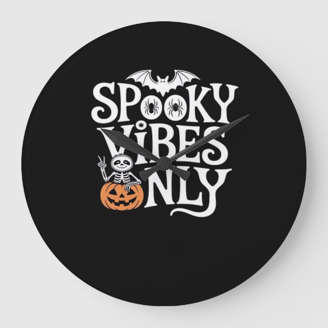 Spooky Vibes Only Halloween Sloth Oversized T-Shir Large Clock (Front)