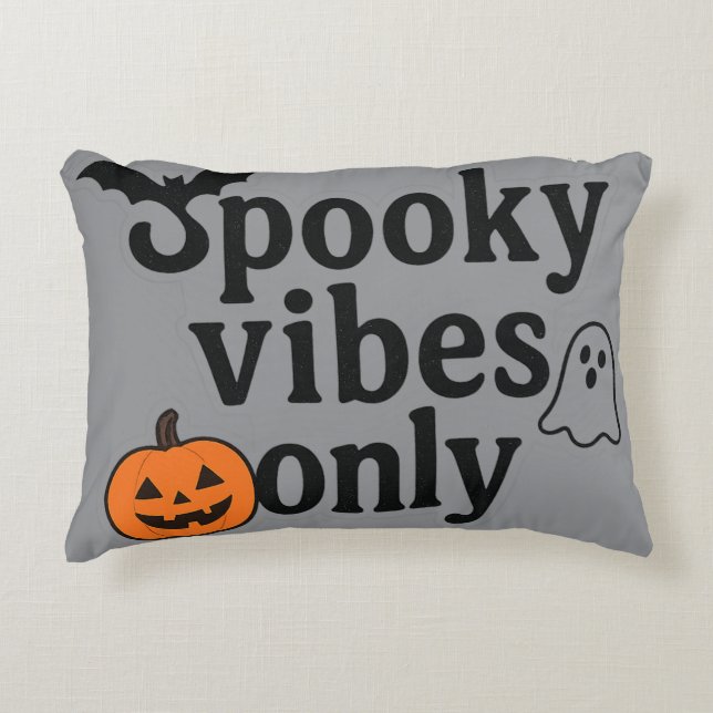  Spooky Vibes Only 🎃 | Halloween Sticker Design Accent Pillow (Front)