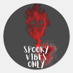 Spooky Vibes Only Red Smoke Skull Halloween Classic Round Sticker