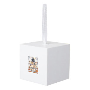 Spooky Vibes Only Vintage Halloween Shirt Design_1 Cube Ornament