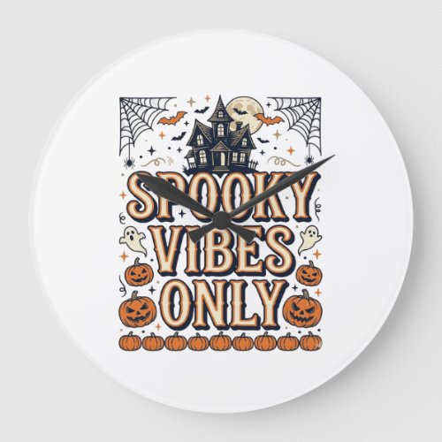 Spooky Vibes Only Vintage Halloween Shirt Design_1 Large Clock
