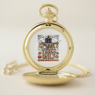 Spooky Vibes Only Vintage Halloween Shirt Design_1 Pocket Watch
