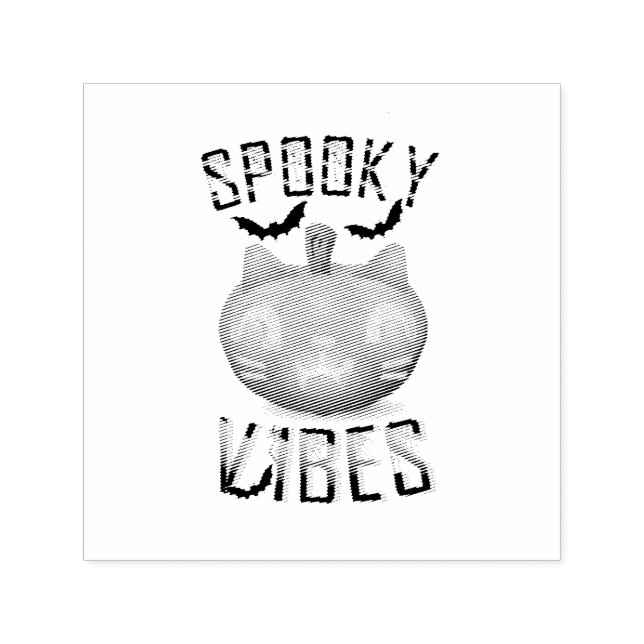 Spooky Vibes Pumpkin Bat Spider Horror Halloween Self-inking Stamp (Design)