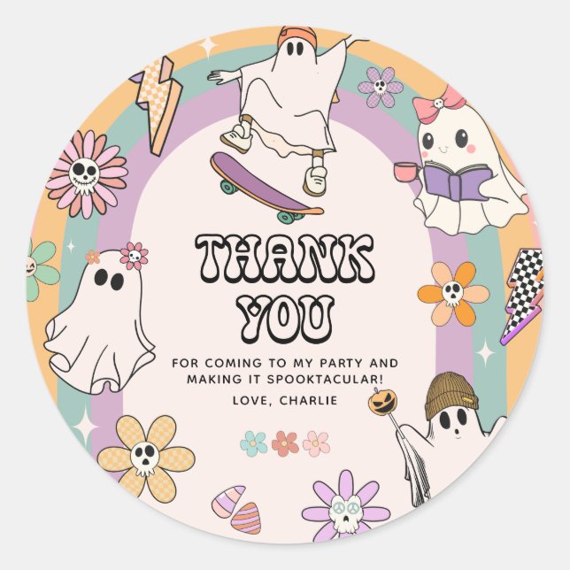 Spooky Vibes Retro Fun Halloween Party  Classic Round Sticker (Front)