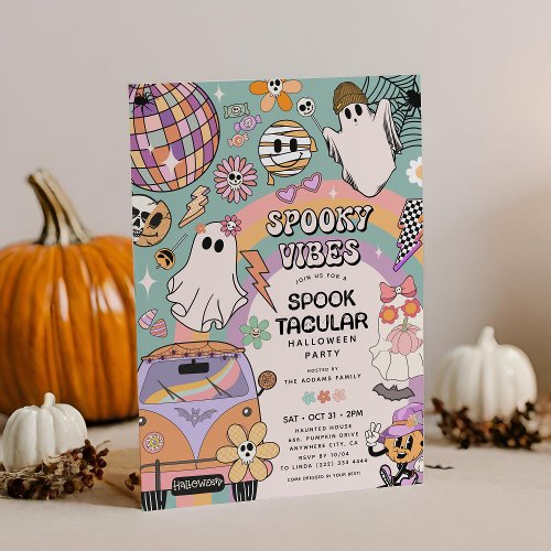 Spooky Vibes Retro Fun Halloween Party Invitation