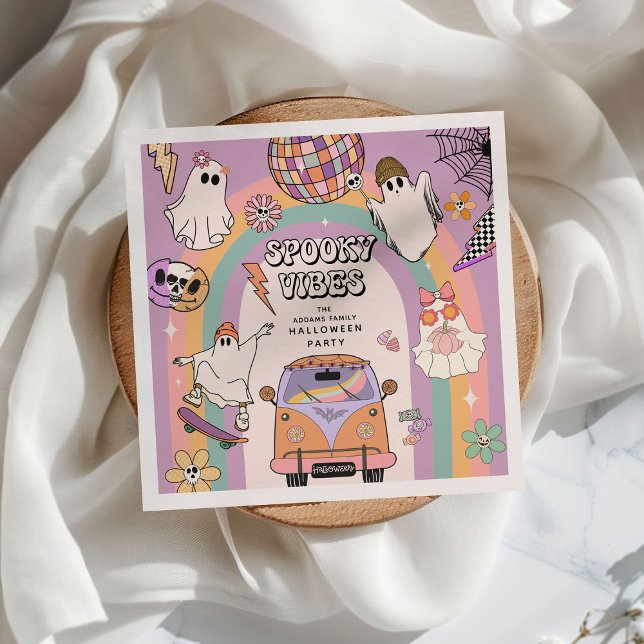 Spooky Vibes Retro Fun Halloween Party Napkins (Creator Uploaded)