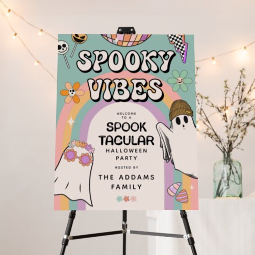 Spooky Vibes Retro Fun Halloween Party Welcome Foam Board