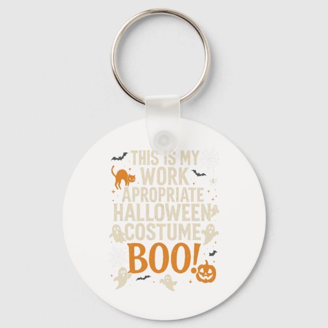 Spooky Vibes Retro Ghost Coquette Bow Halloween Wo Keychain (Front)