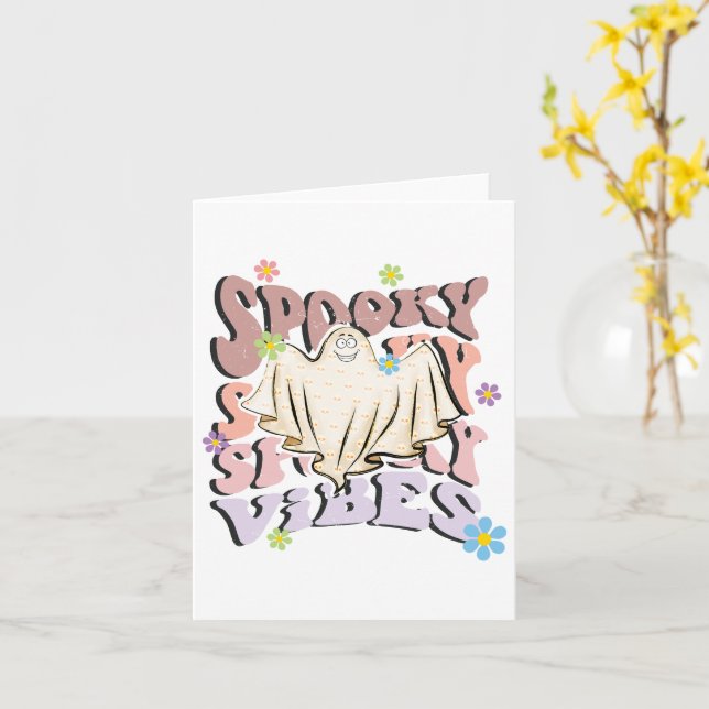 Spooky Vibes Retro Halloween Card (Yellow Flower)