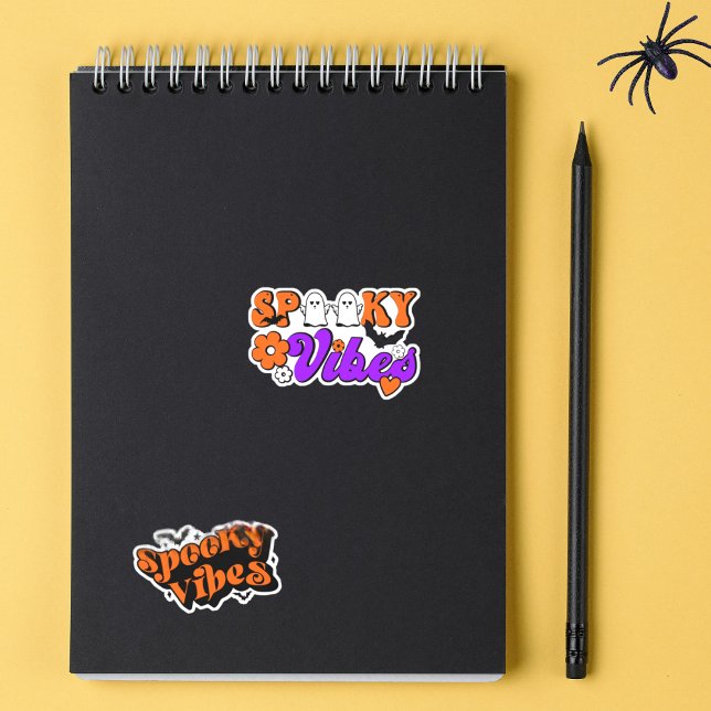 Spooky Vibes Retro Halloween Contour Sticker (Spread spooky vibes with these fun retro inspired stickers!)
