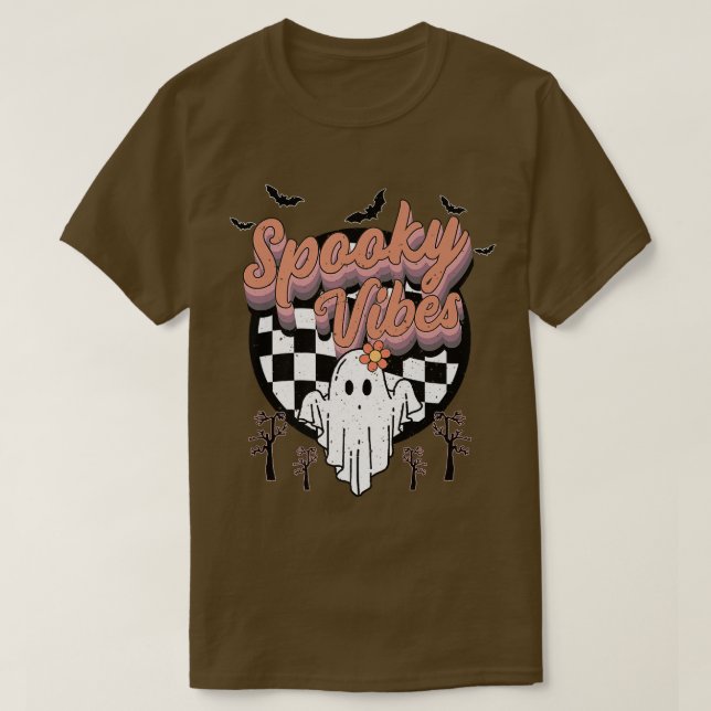 Spooky Vibes Retro Halloween Cute Boo Costume Wome T-Shirt (Design Front)