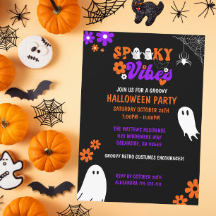Spooky Vibes Retro Halloween Party Invitation