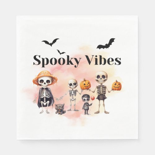 Spooky Vibes Skeleton Family Halloween  Napkins