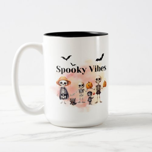 Spooky Vibes Skeleton Family Halloween  Two_Tone Coffee Mug