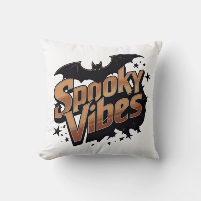 Spooky Vibes Tee Throw Pillow (Front)