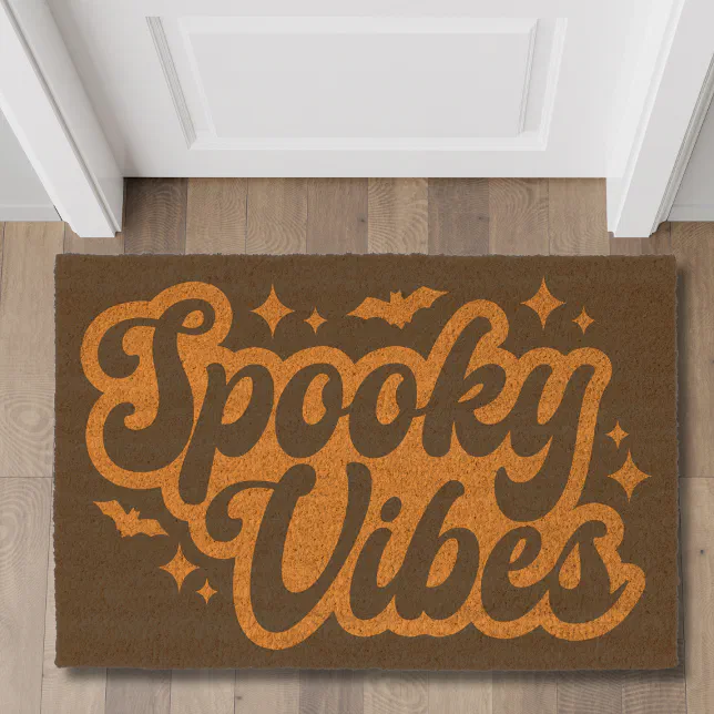 Spooky Vibes Typography Halloween Fiber Doormat
