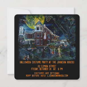 Spooky Victorian Haunted House Halloween Party Inv Invitation