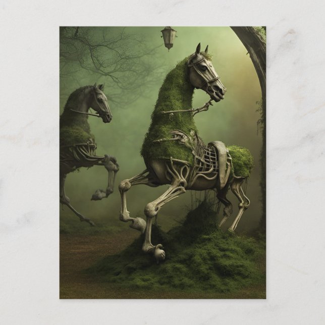 Spooky Victorian Horse Skeleton Postcard (Front)