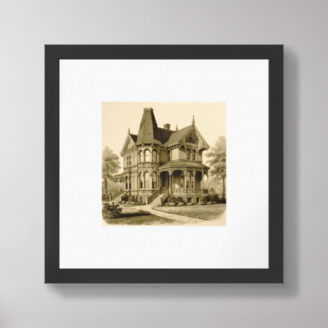 Spooky Victorian House Wall Art Print (Framed Front)