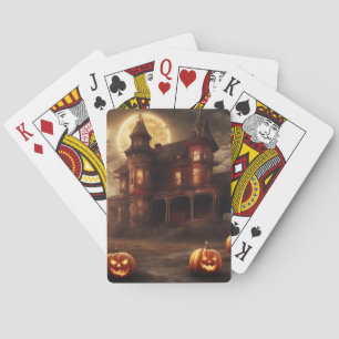 Spooky Victorian Mansion Halloween Design Poker Cards