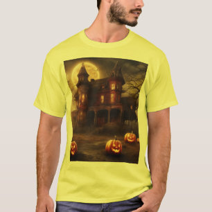 Spooky Victorian Mansion Halloween Design T-Shirt