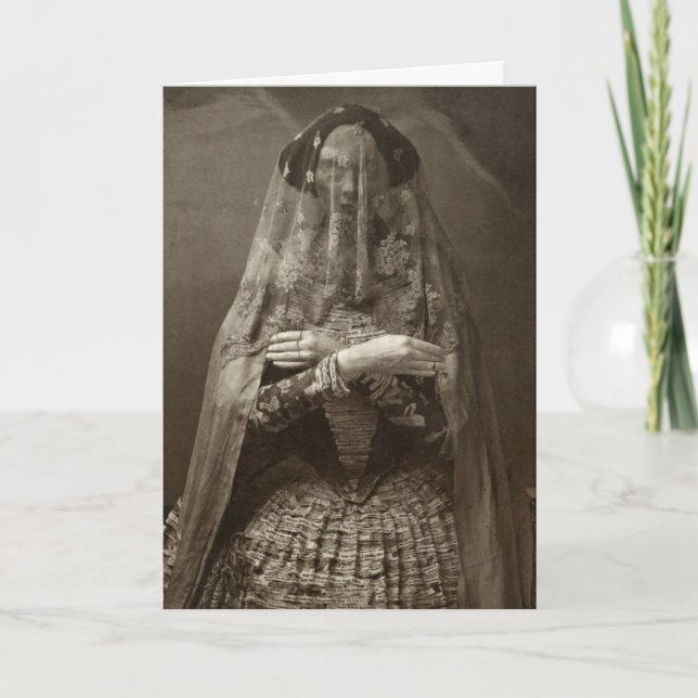Spooky Victorian Photograph of Dead Woman in Dress Card (Front)