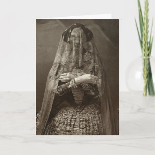 Spooky Victorian Photograph of Dead Woman in Dress Card