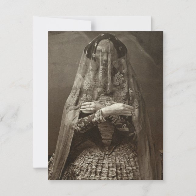 Spooky Victorian Photograph of Dead Woman in Dress Card (Front)