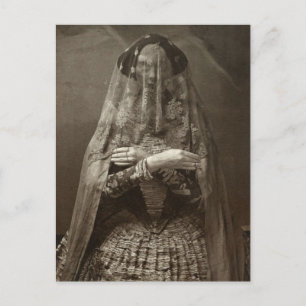 Spooky Victorian Photograph of Dead Woman in Dress Postcard