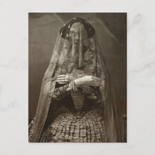Spooky Victorian Photograph of Dead Woman in Dress Postcard