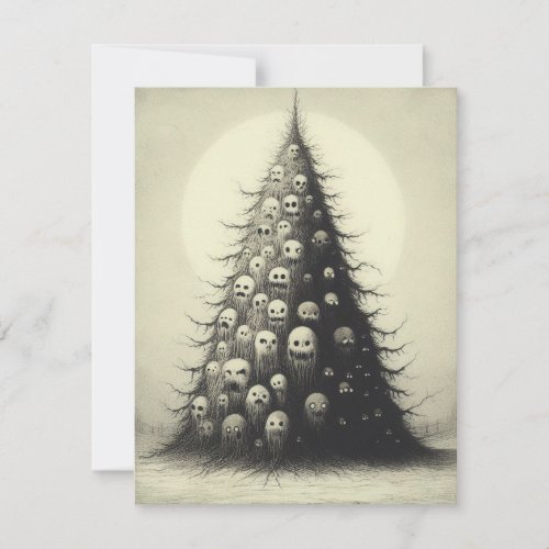 Spooky Vintage Christmas Tree Horror Goth Holiday Card