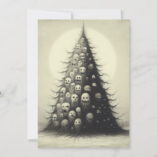 Spooky Vintage Christmas Tree Horror Goth Holiday Card