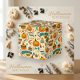 Spooky Vintage Halloween Pumpkin Birthday Pattern Favor Boxes