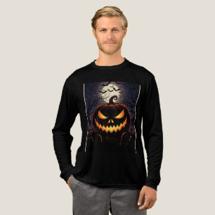 Spooky Vintage Halloween Pumpkin Night Design Tri-Blend Shirt