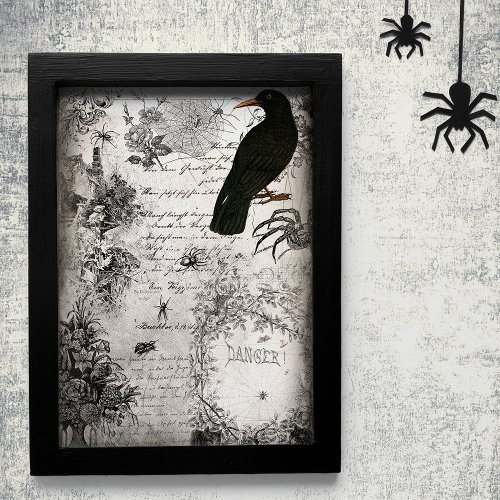 Spooky Vintage Halloween Spider  Raven Ephemera Tissue Paper