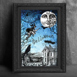 Spooky Vintage Haunted House & Witch on Broomstick Tissue Paper<br><div class="desc">Spooky Halloween collage featuring witch on her broomstick with black cat flying on a dark moonlit night with haunted house and graveyard below and spider web and bats above. Suitable for Halloween decoupage or craft projects.</div>